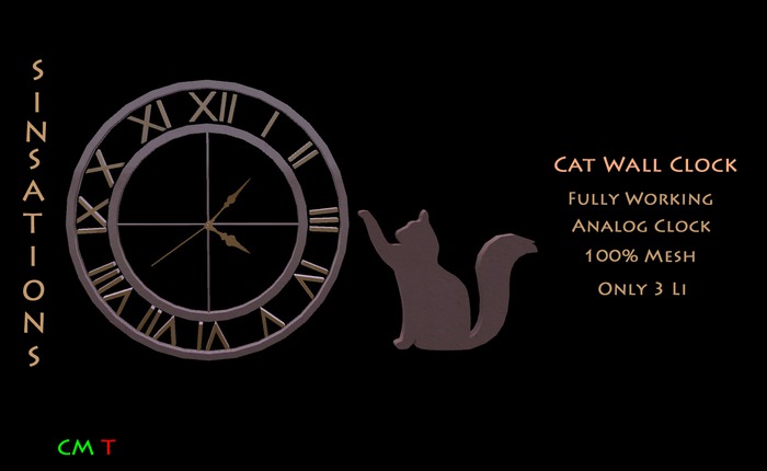 Sinsations Cat ClockPink(BOXED)