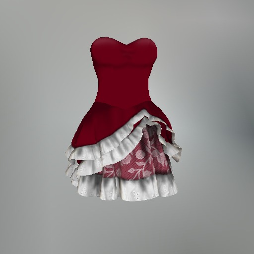 Red Tonal Brocade Mesh Dress