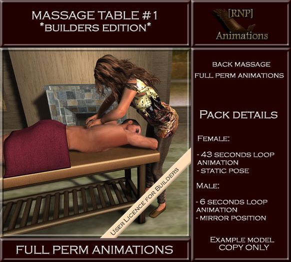 [RNP] Massage Table #1_Full Perm Animation ❤ SAVE 20% ☛ SHOP INWORLD 
