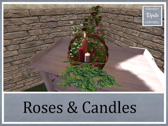 [Elpi] Basket w. Roses & candles - 8LI - Boxed *