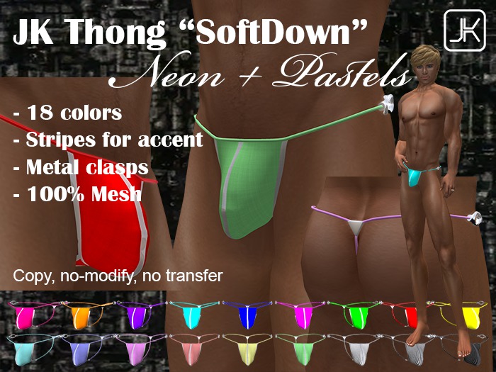 JK Thong SoftDown - Neon+Pastels