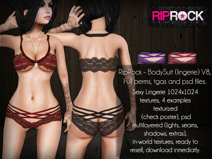 RipRock - BodySuit V8 (lingerie), tga and psd files full perms
