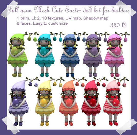 Full Perm MESH Cute Easter Doll kit for builders