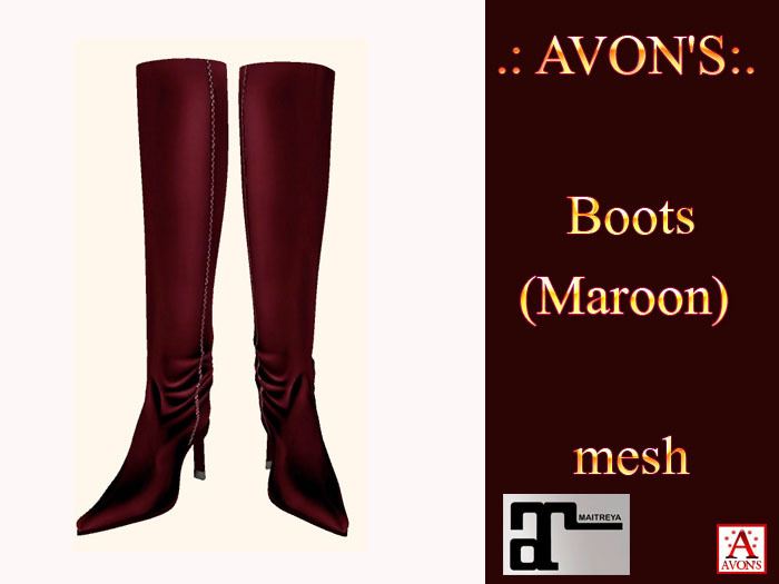.: AVON'S:. Boots (Maroon) - mesh