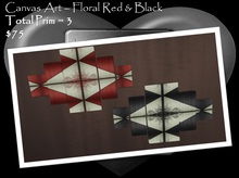 Canvas Art - Floral Red White & Black White