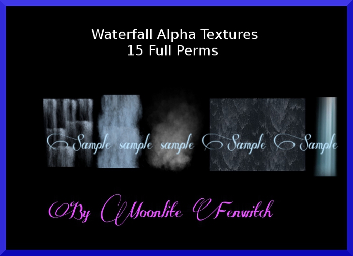 15 Waterfall Alpha Textures Full Perms