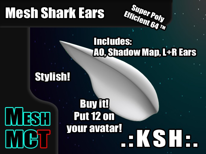 *KSH* Mesh Shark Ears (L+R)