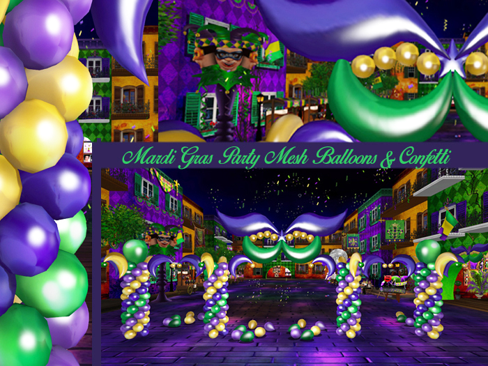 Mardi Gras Party Balloons & Confetti