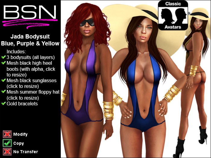 BSN Jada Bodysuit - Blue, Purple & Yellow