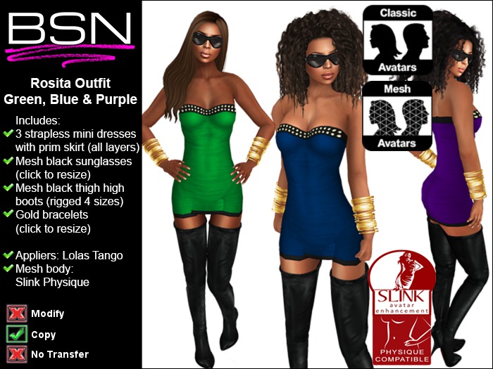 BSN Rosita Outfit - Green, Blue & Purple