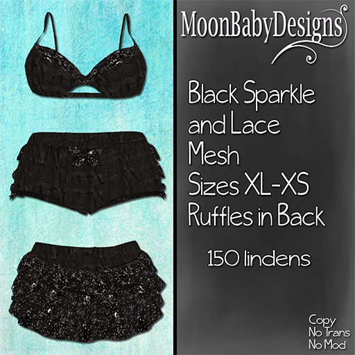 Black Sparkle and Lace Bikini Mesh
