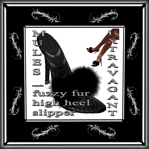 * GuTi EXTRAVAGANT mules fuzzy fur high heel slipper black