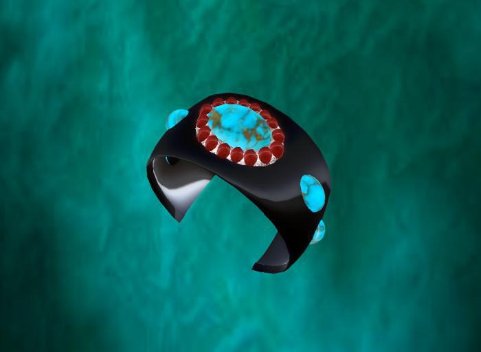 Bangle ONYX AND TURQUOISE Bracelet NEW