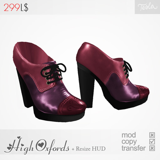 - TESLA - High Heel Oxfords *Berry*