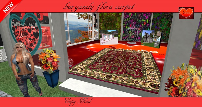 burgandy flora carpet#