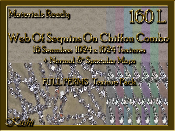 Web of Sequins Combo Seamless Textures Materials Ready Full Perms 1024x1024 Tileable 