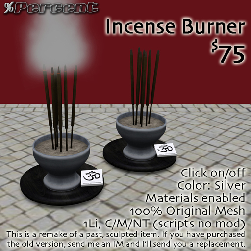 % Incense Burner (Silver) *MESH*