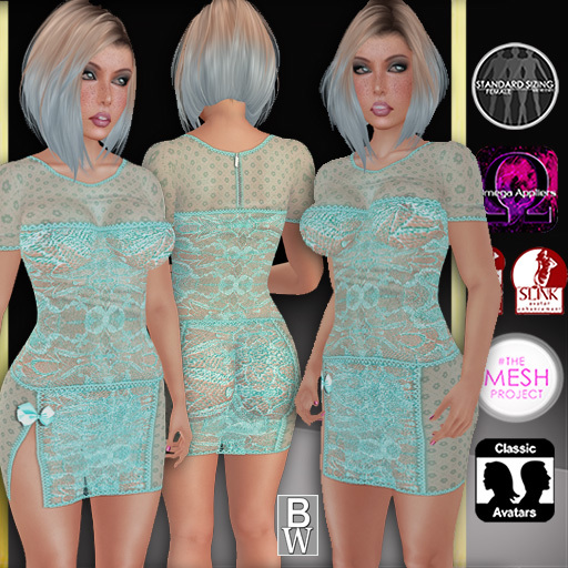 *** Lace Silver Dress 'Blue' ***