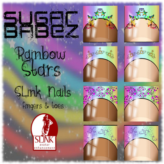 SugarBabeZ~RainbowStars~for SLink Nails