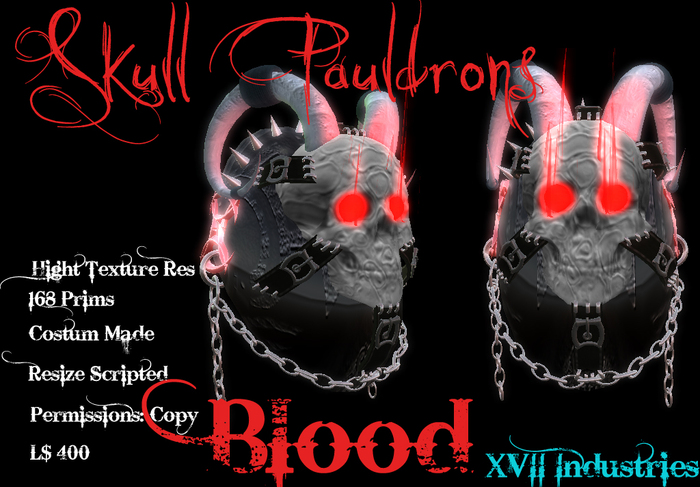 Bloodrose Indistries: Skull Pauldron Blood