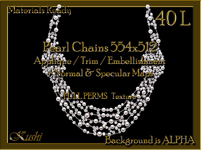 Pearl Chains Neck Piece 554x512 Applique/Jewel/Embellishment/Trim with Alpha Full Perms Materials Ready