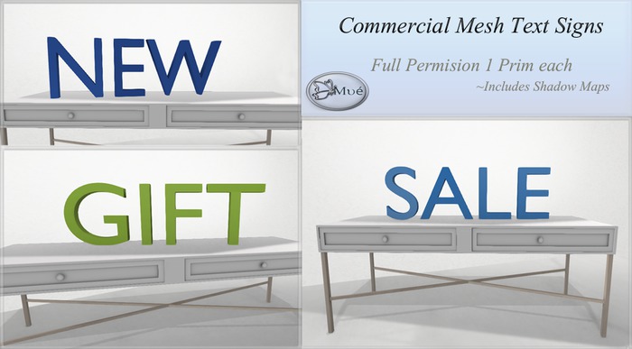 Mue - Mesh commercial text~ Full Perm