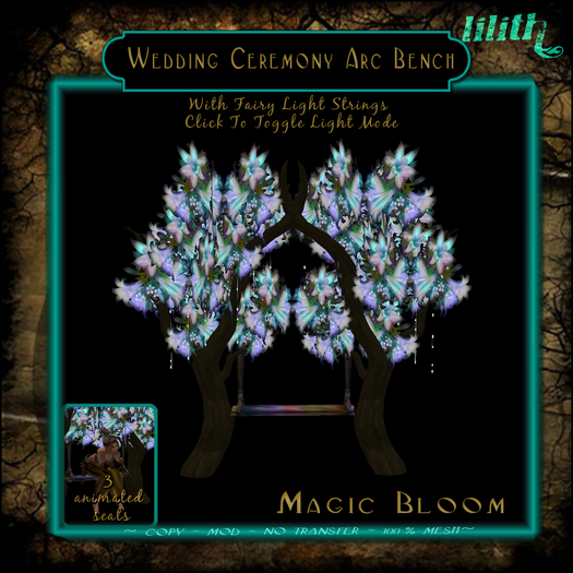 LD Wedding Ceremony Arc Bench - Magic Bloom - with Fairy Light Strings