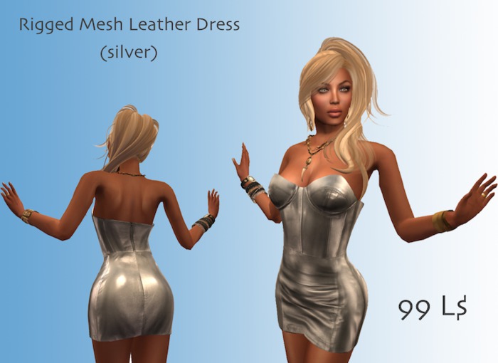 Mesh Leather Mini Dress (silver)