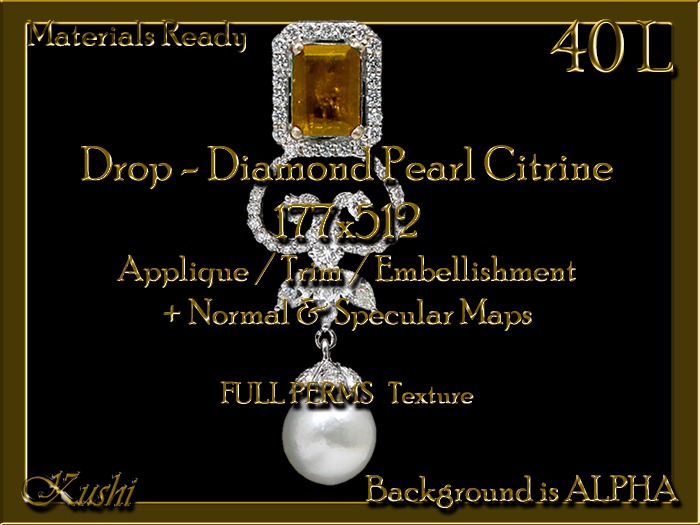 Drop Diamond Pearl Citrine 1024x523 Applique/Jewel/Embellishment/Trim with Alpha Full Perms Materials Ready