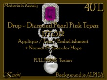 Drop Diamond Pearl Pink Topaz 1024x523 Applique/Jewel/Embellishment/Trim with Alpha Full Perms Materials Ready