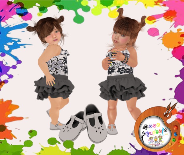{**}DOCE AQUARELA{**} Flower Gray *Toddleedoo baby*