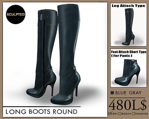 J's Long Boots Round (Blue Gray)