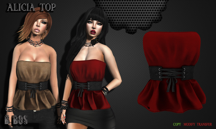 B BOS -Alicia Top-Red-