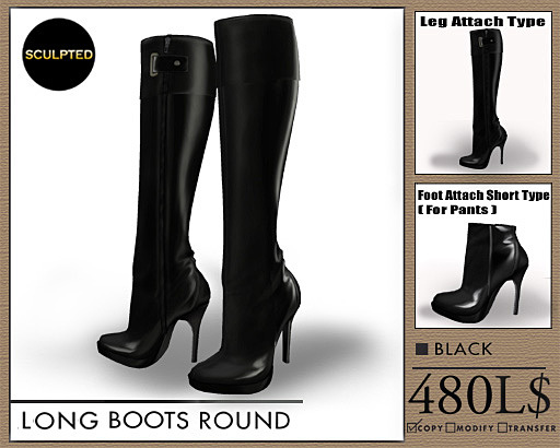 J's Long Boots Round (Black)