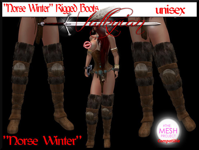 ~Valkyrian~ "Norse Winter" Boots  "Unisex" Rigged