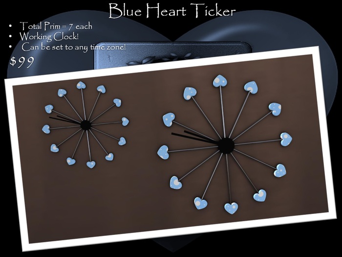 Heart Clock - Blue with White Specs
