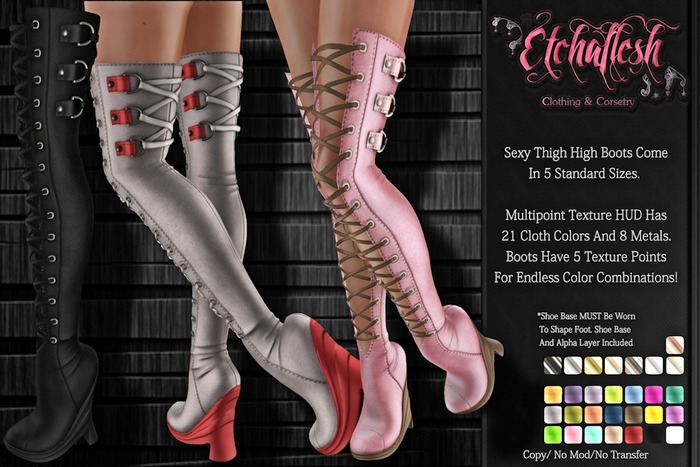 [Etchaflesh] Mistress Rin Thigh Boots W/ Multipoint Texture HUD