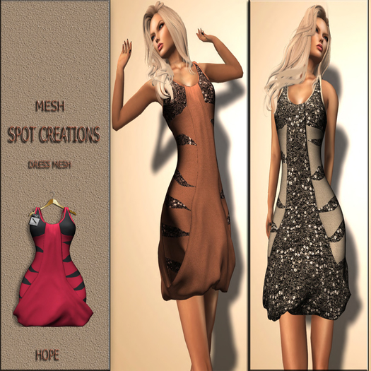 Spot Creation - Hope - Rigged Mesh Dress "Red and Black"
