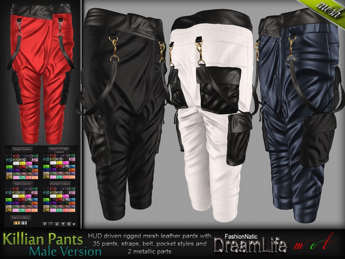  Mesh Kilian Strap Pants * Rigged (HUD Driven)  *DreamLife - FashionNatic*