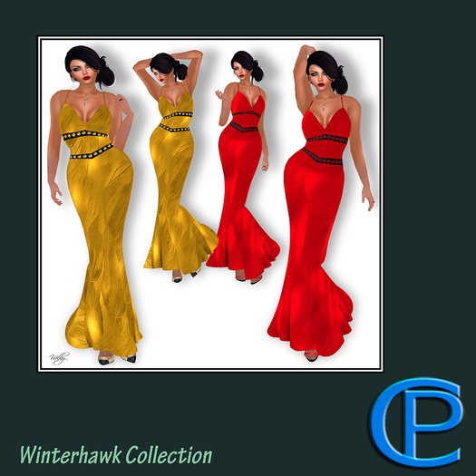 C&P Shimmering gowns - Red and Gold