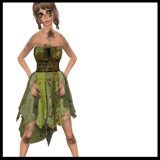 CHAVSHOP - Strapless Rags Dress  Moss