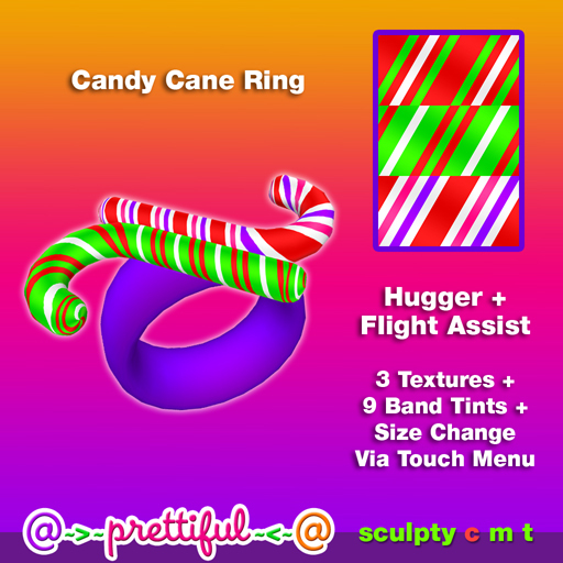 @~>~ PrettiFuL ~<~@ Ring [ Candy Cane ] Texture Change, Hugger, Flight Assist