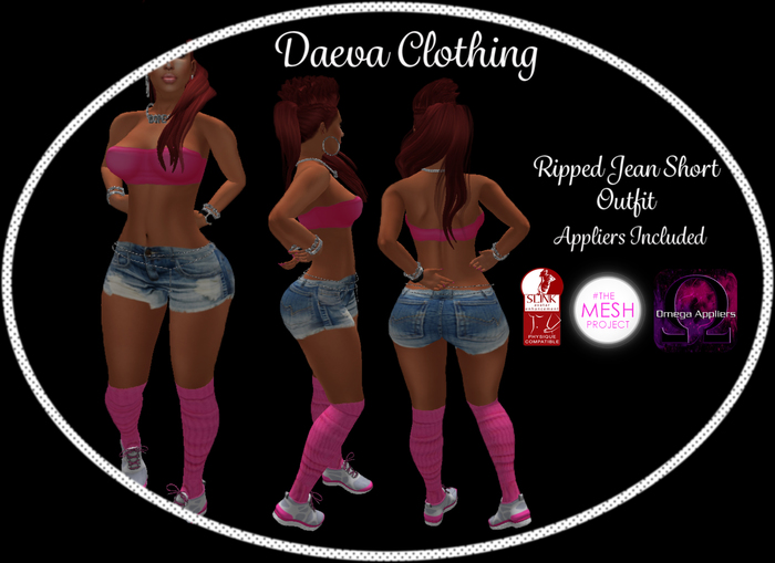 Daeva Ripped Jean Shorts w/ Slink, TMP & Omega Appliers
