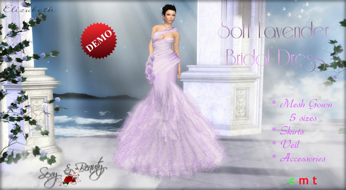 Soft Lavender Bridal Wedding Gown Dress - Elizabeth DEMO