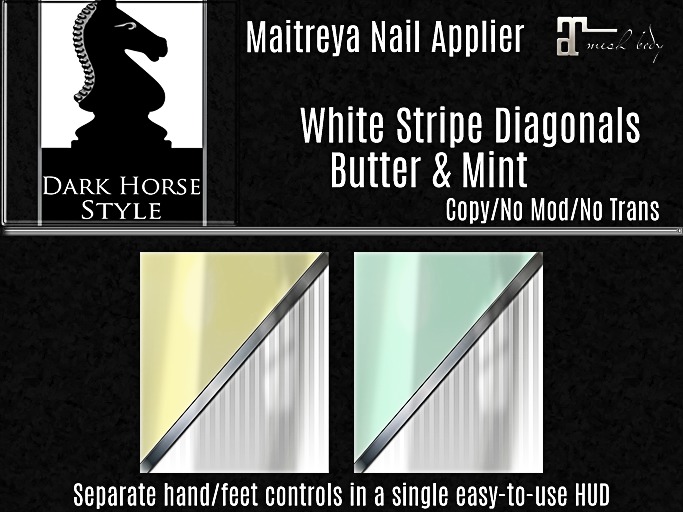!DHS Maitreya Nails-White Stripe Diagonal, Green Yellow [BOXED]