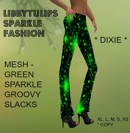 * Dixie * Green Sparkle Groovy Slacks - Mesh