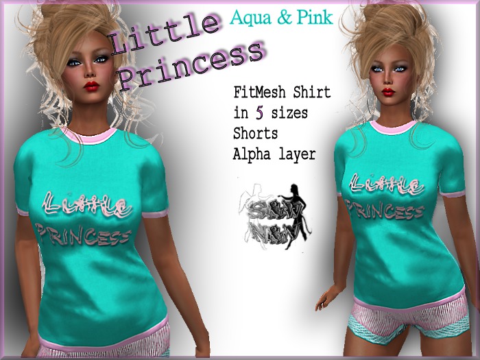 Little Princess Short Set  Aqua (Almost Free)