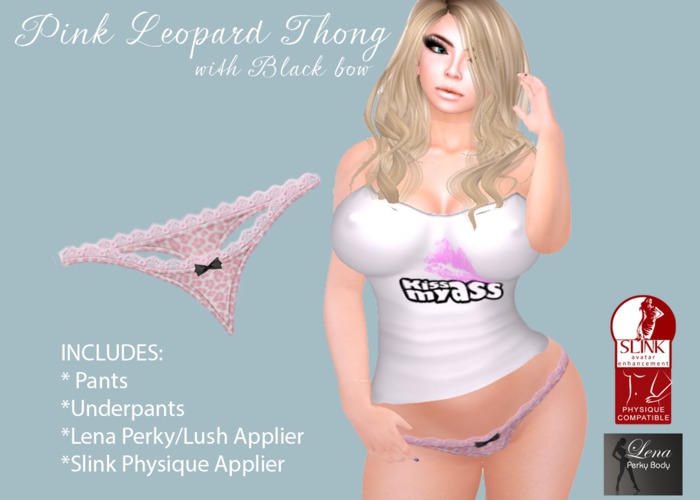 *PP* PINK Leopard thong PINK Bow