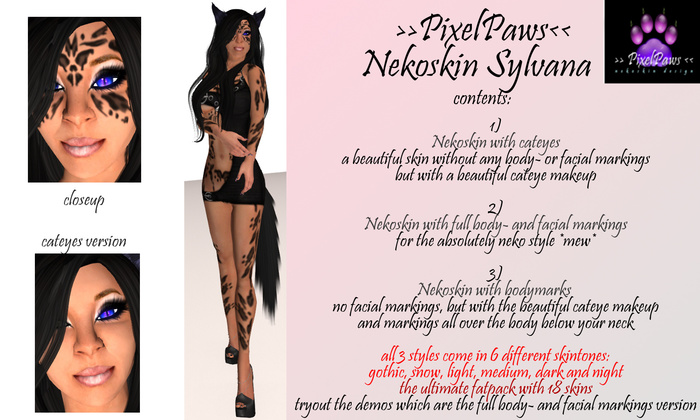 >>PixelPaws<< *** Sylvana Neko Skin Pack DEMOS