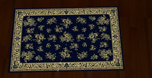 Floral against Deep Blue Italian anti que Rug 1